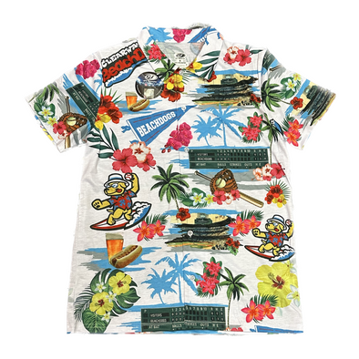 Clearwater Beach Dogs Full Button Hawaiian Shirt