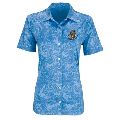 Clearwater Beach Dogs Women's Tropical Full Button Polo