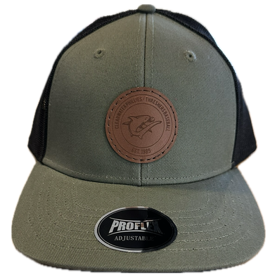 Clearwater Threshers Olive Trucker Cap with Leather Patch